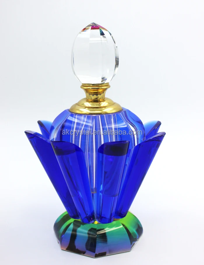 Lotus flower shaped k9 crystal empty perfume bottles Mini Portable Refillable Crystal Perfume Bottle Ornament Gift