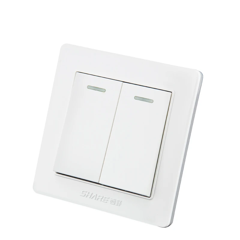  BS хорошего качества 250VAC 16amp белый панели кнопочный переключатель 2 gang способ настенный выключатель 86*86 мм для BS/Саудовскую Аравию/Вьетнам/Ближний