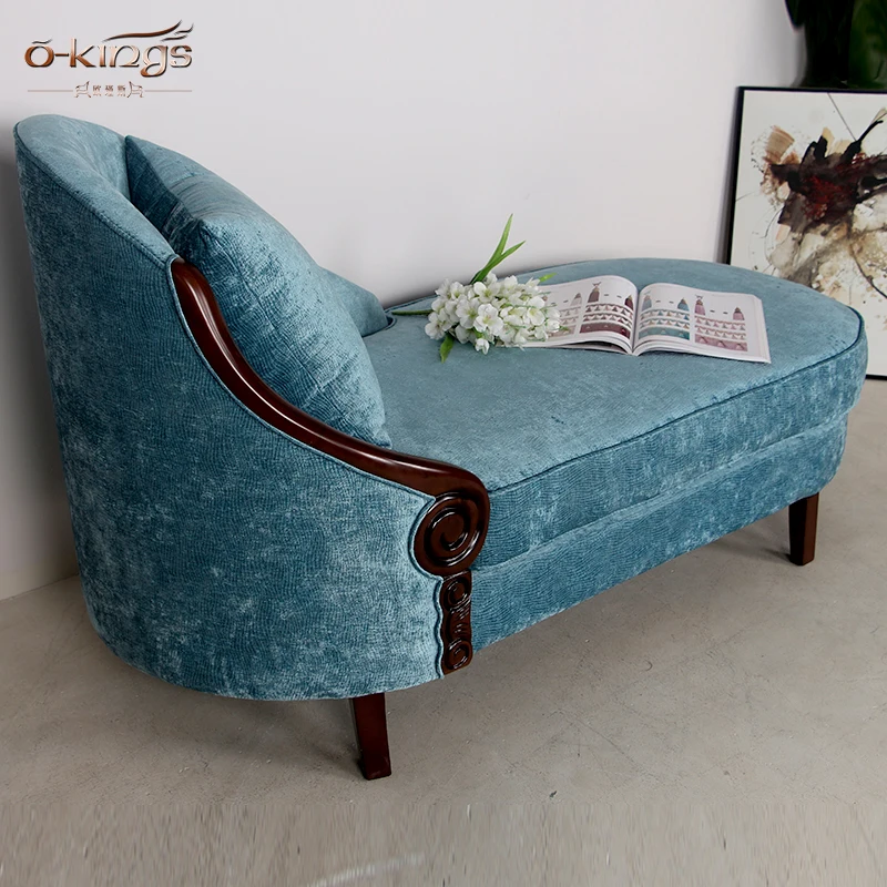 Hotel good goods blue velvet chaise longue