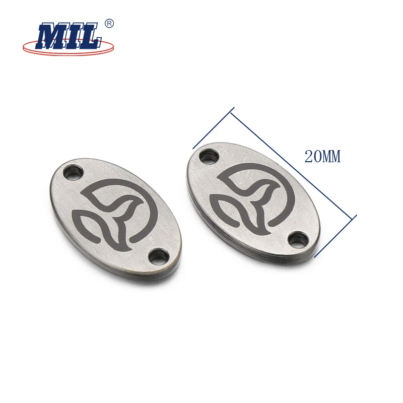 Custom High Quality 2 Hole Sew Clothing Metal Brand Logo Labels For Handbags