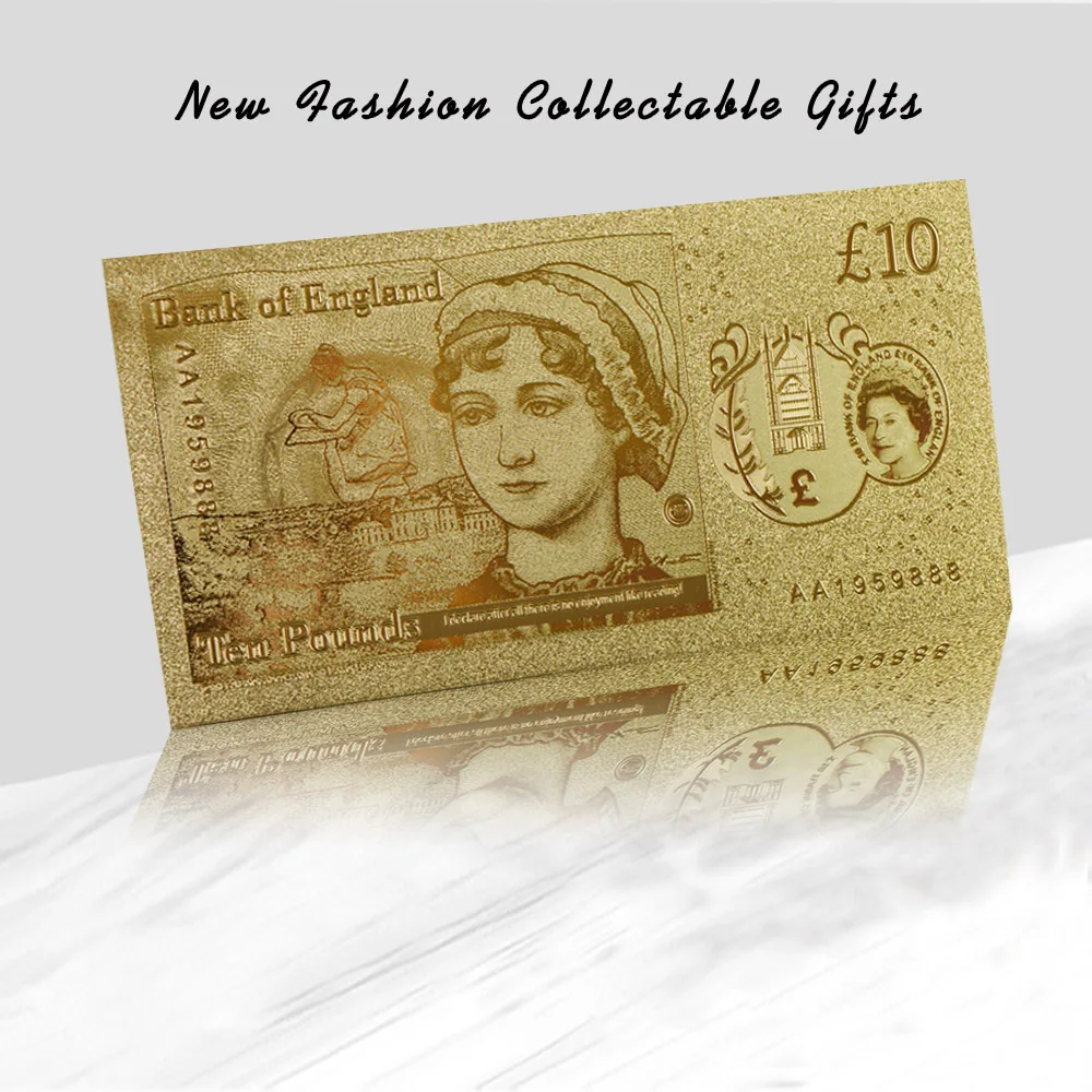 2021 Hot Sale Custom Collection Gift Gold Plated 10 Pound Pure Gold Euro Banknote