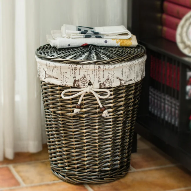 wholesale factory price handmade rustic rattan wicker laundry basket with lids