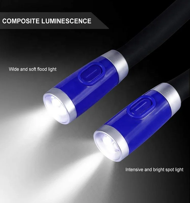 
USB Rechargeable Hug light hand free 4 LED Bulbs 4 Levels Brightness Reading Book Light 