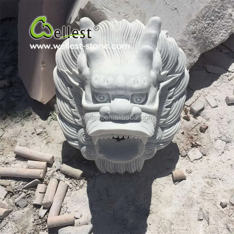 Garden Lions Head Hanging Stone Wall water Fountain