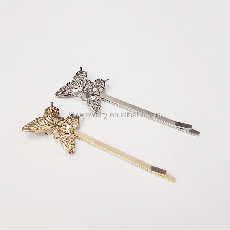 H36-019 2016 Gold and Silver Girls Beautiful Metal butterfly Bobby Pins Dazzle Hair Accessories