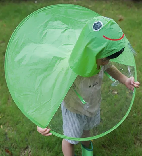KM OEM Creative Children Rain Hat Foldable Upper Raincoat Hanging Umbrella Hat for children