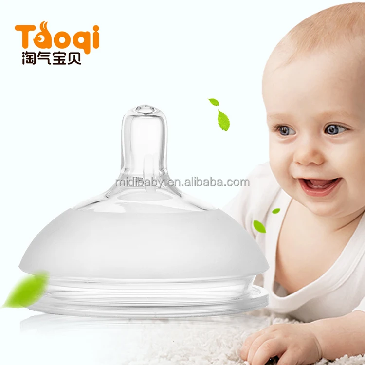 Natural wide neck silicone rubber milk bottle nipples baby bottle big nipple