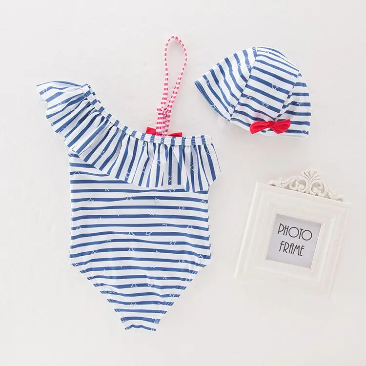 Cute baby girl stripe swimwear girls one piece skirt swimsuit kids children swimming suit bikini