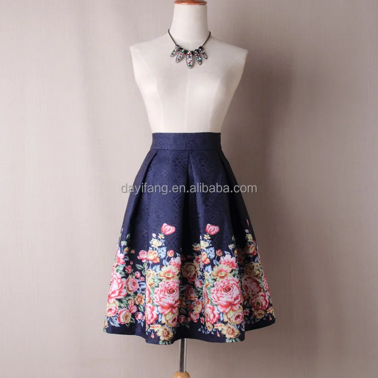 Summer Skirts Women High Waist Floral midi Skirt Ball Gown Vintage Fashion Skirts