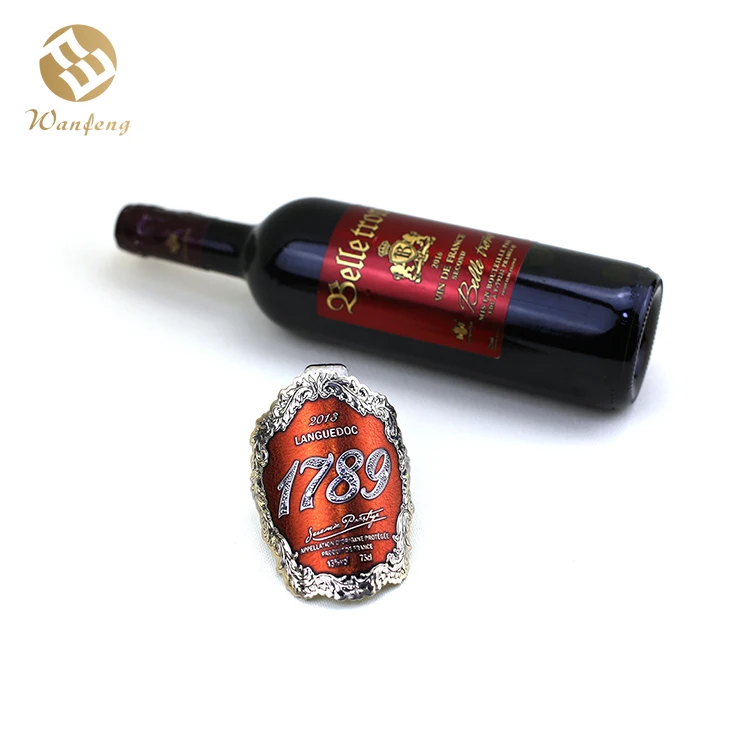 Waterproof Self-Adhesive Aluminium Packaging Labels Custom for Glass Wine Bottles Self Adhesive Aluminium Labels