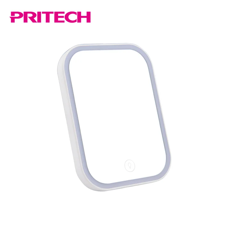 PRITECH New Design Square Shape LED Light Cosmetic Table Standing Make Up Mirror