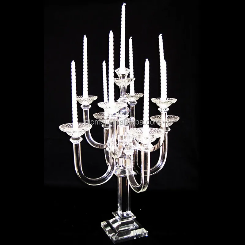 Top sale wedding 9 arms crystal candelabra candle holder for wedding on sale