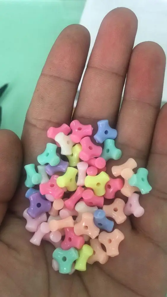 Multi Colors Opaque 10mm Clear Transparent Acrylic Tri Beads for Jewelry Making 500g Each Bag