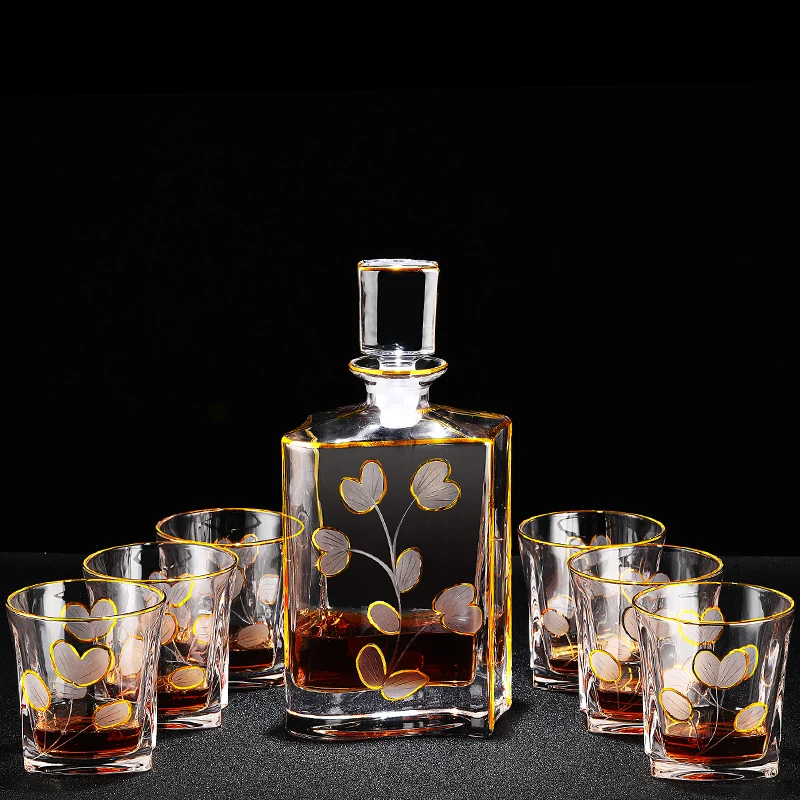 elegant ice-cube crystal whisky decanter set for Gift and Bars