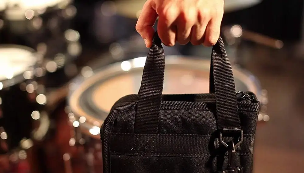 Custom classic drum stick bag mallet pouch with outside pocket and floor tom hooks