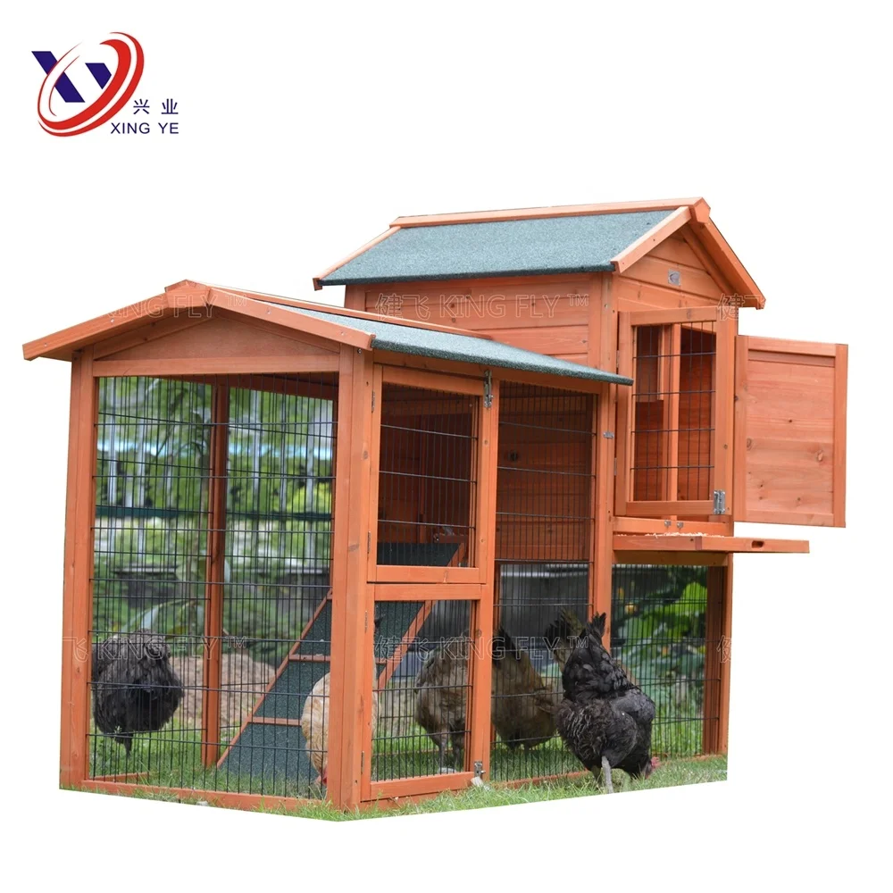 Outdoor Wooden Chicken Coop  With Hot Galvanized with PVC coated wire mesh