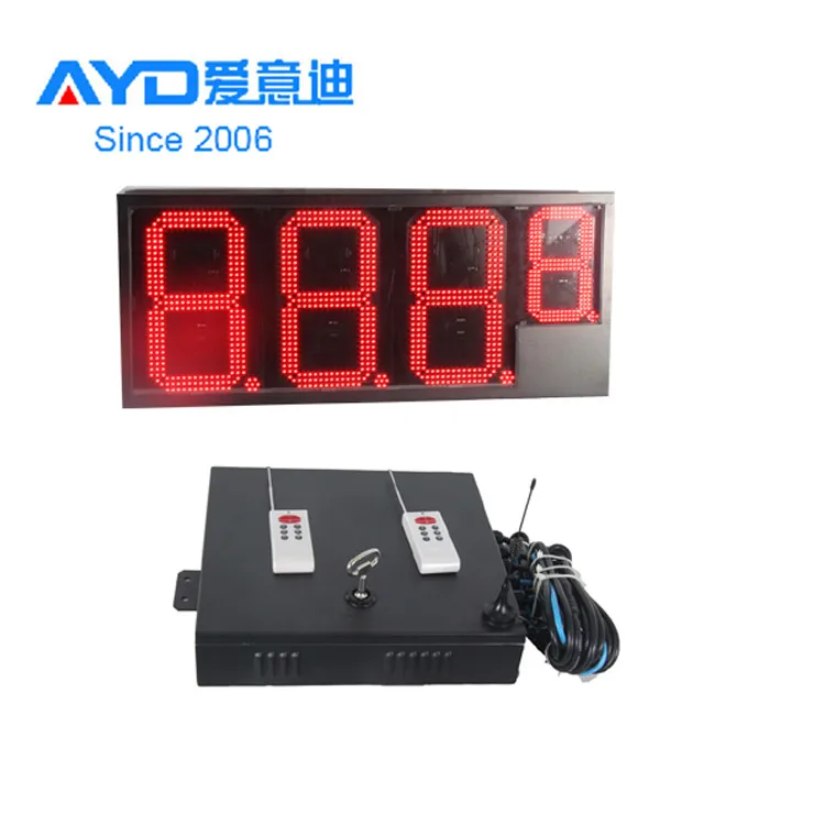 16 Inches Outdoor Used Super Bright Red LED Digital Gas Price Sign for Gas Station with One Control Box and Two Remote Control