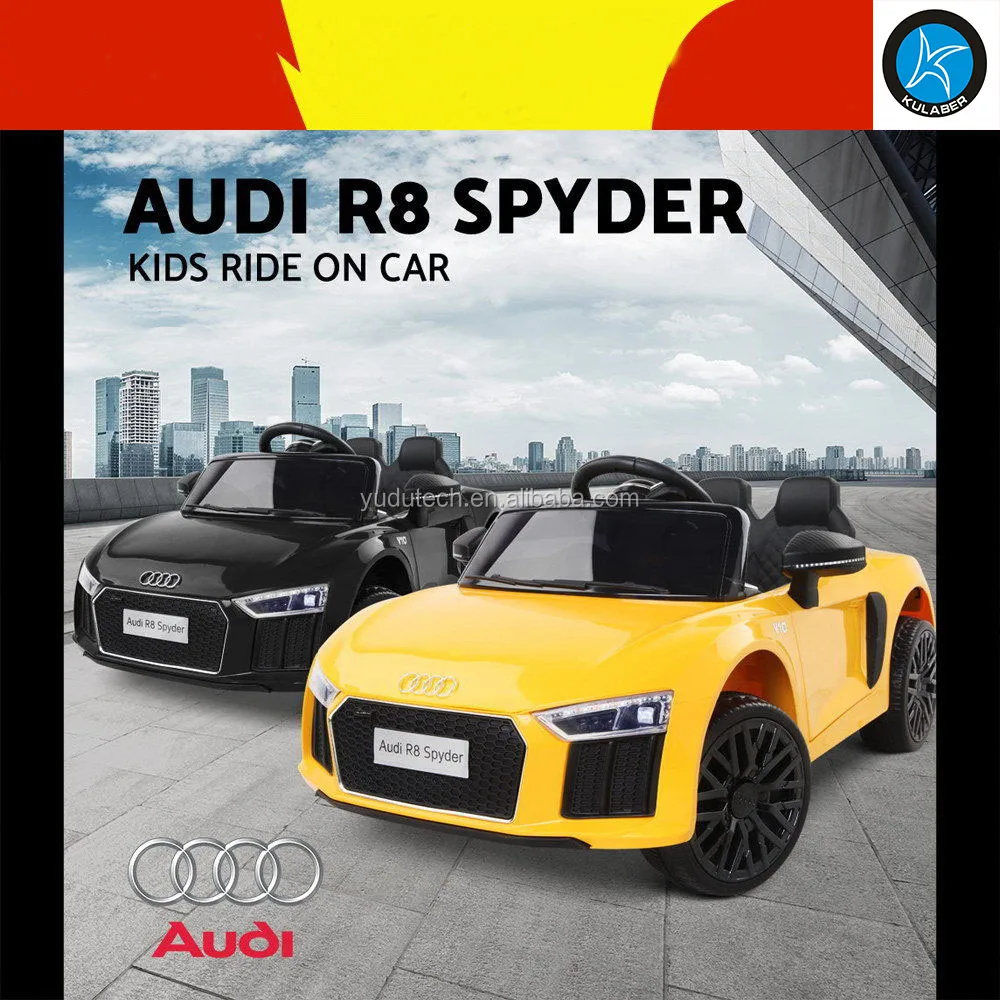Yellow Kids Ride On Car Licensed Audi R8 Battery Electric Toy Sport Children Remote 12V