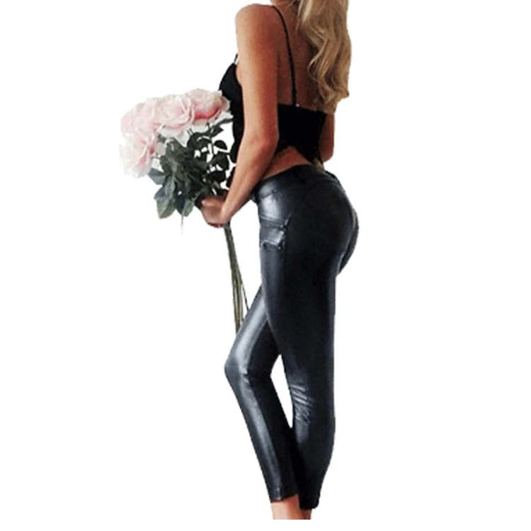 Wholesale PU Pant Wet Look Zip Tight Latest Men Formal Pant Design Leather Pants Women