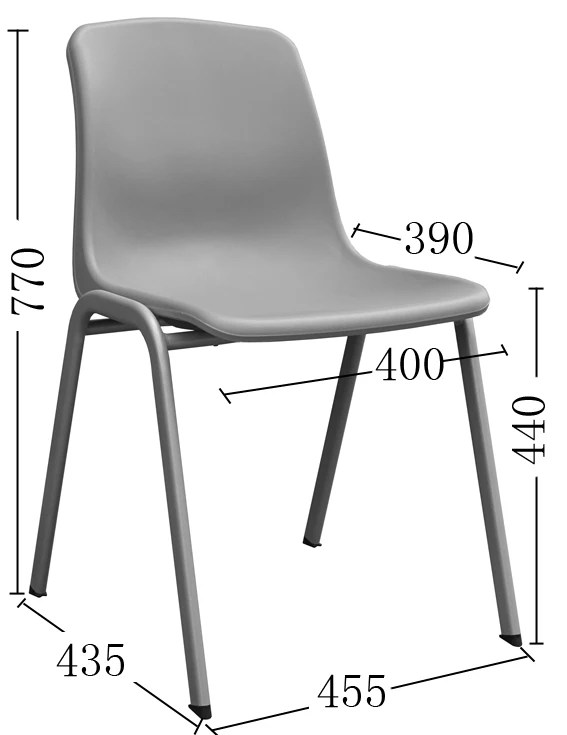 
four legs metal frame plastic shell school chair 