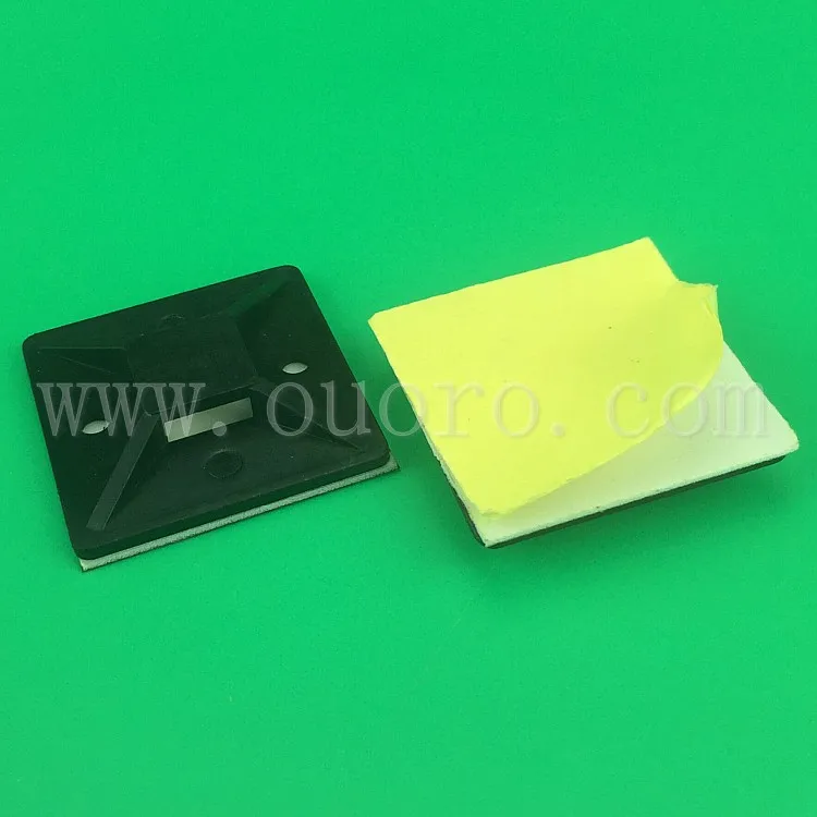 25*25 yellow glue black seat plastic Cable Management Self Adhesive CableTie Mount