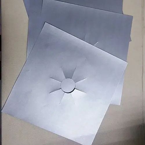 8 Packs Silver Gas Cooktop Liner Cover Clean Mat Pad Reusable Non-Stick Gas Range Protectors