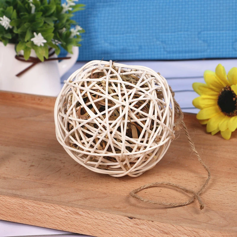 Fun Natural Small Animals Pet Rabbit Carrot Woven Chew Willow Branch Grass Balls Toy