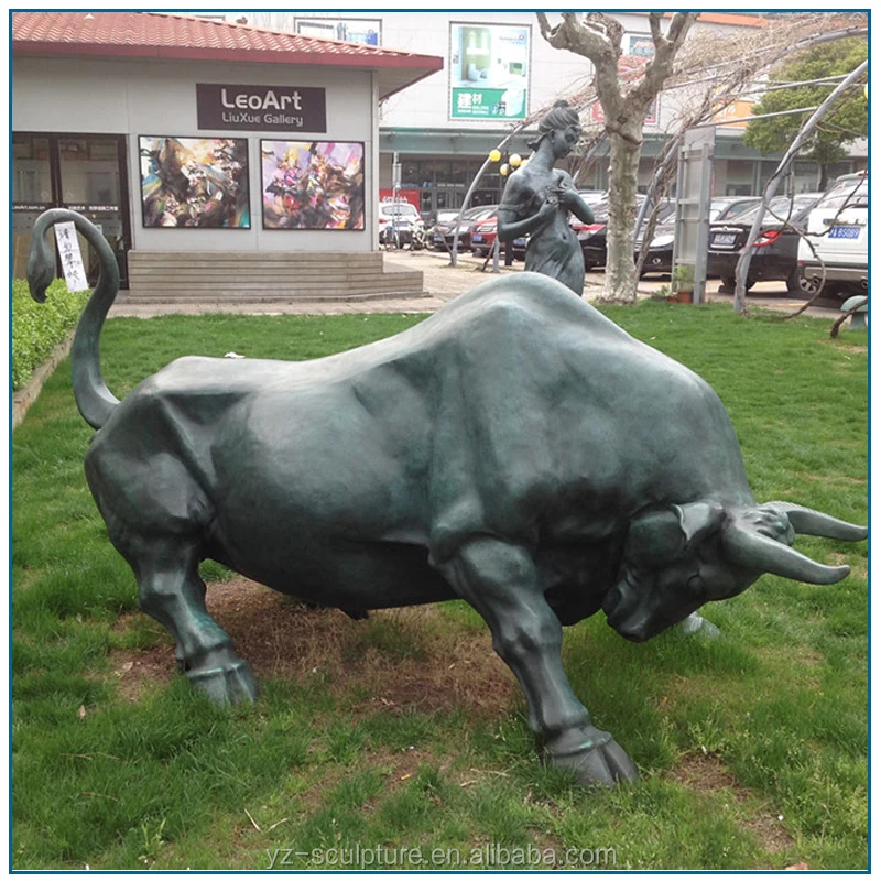 Большая латунная статуя животного в натуральную величину, бронзовая настенная уличная статуя быка, уличный Декор