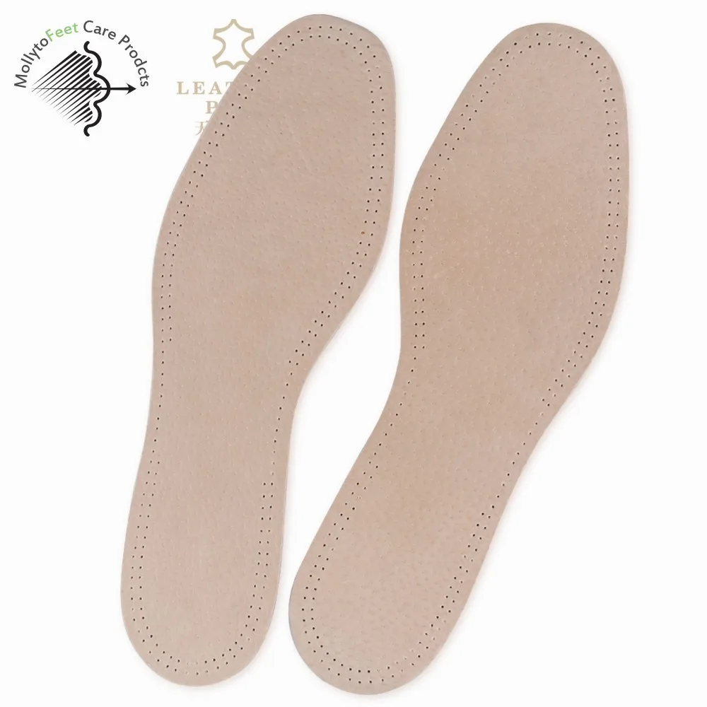 Wholesale pig skin genuine leather latex material comfortable sweat absorb flat shoe insoles for men ski boot insole all season