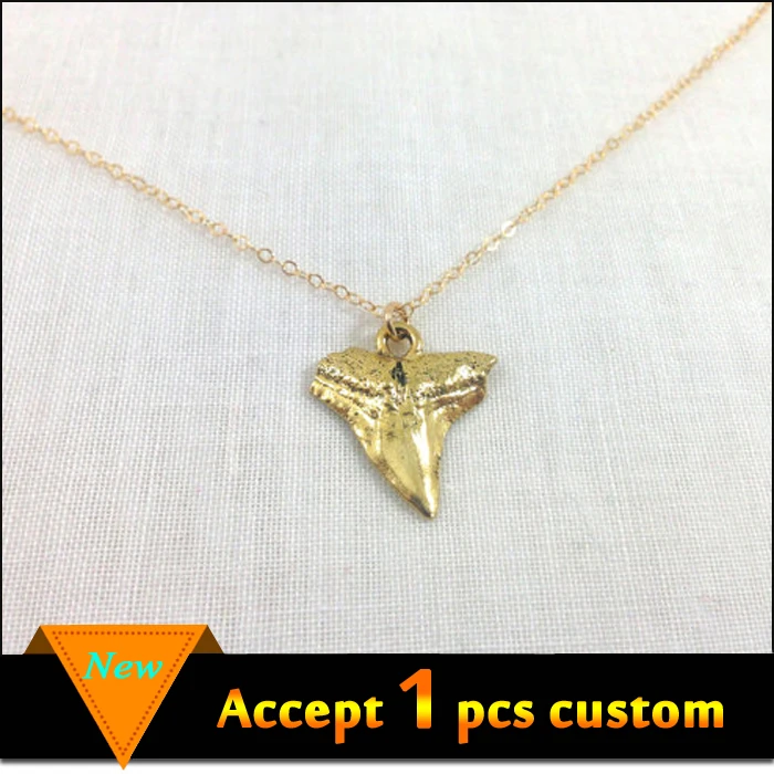 New design wholesale antique gold shark tooth necklace for women