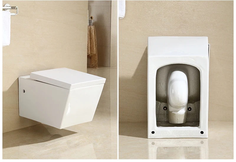 Western standard bathroom square P trap washdown wall hung toilet