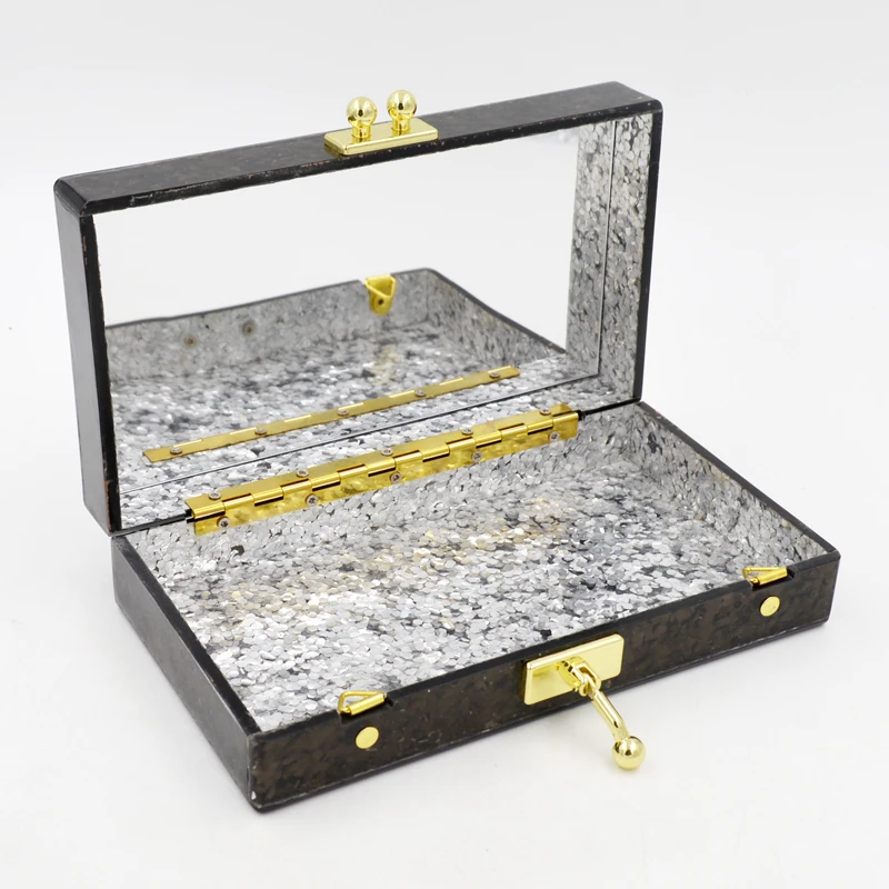 Оптовая продажа, роскошный черный акриловый клатч, сумка для ужина и вечеринки с зеркалом