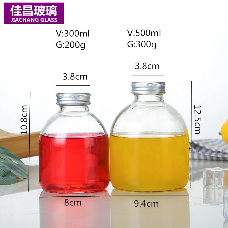 Wholesale 300ml500ml Juice Milk Bottle Beverage Glass Bottle with Lid