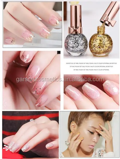 Garson OEM private logo 10 ml shiny glitter sequins nail polish clear nail art soak off nail polish