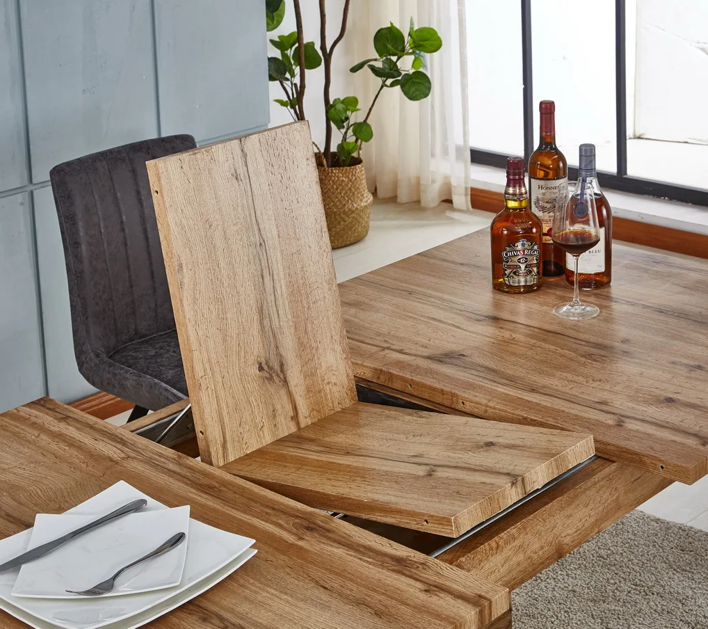 Modern Design Cheap MDF Wooden Extendable Kitchen Dinning Table Extension Function Dining Tables DTC-001