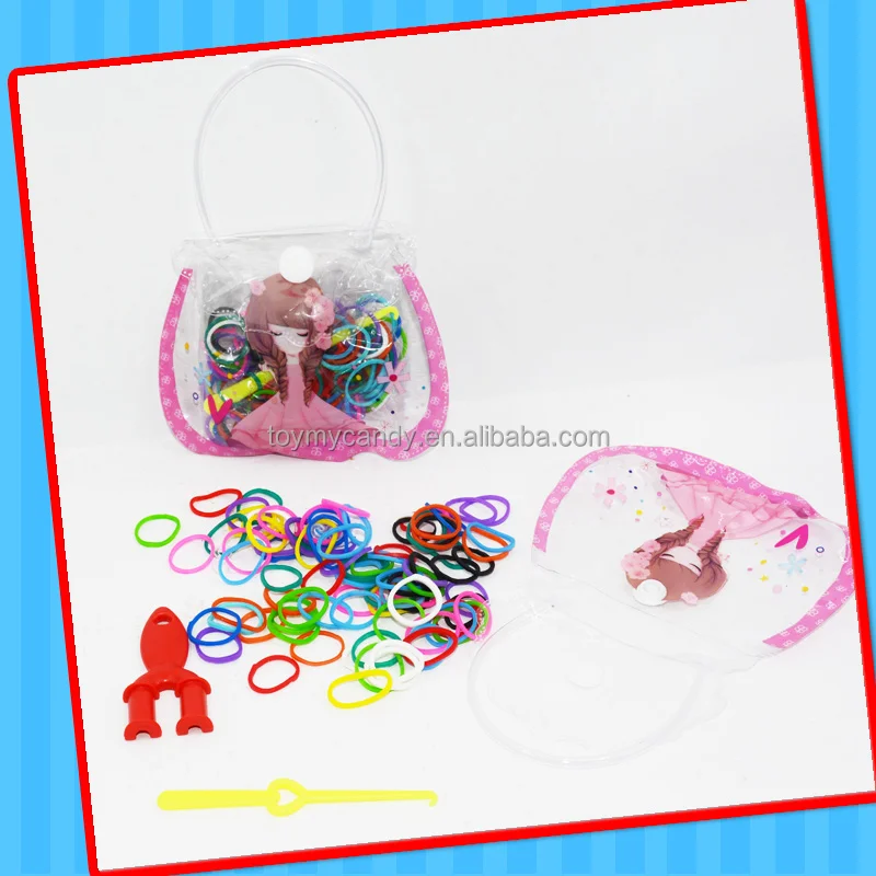 Colorful kids toy Color Rubber Bands toy with candy