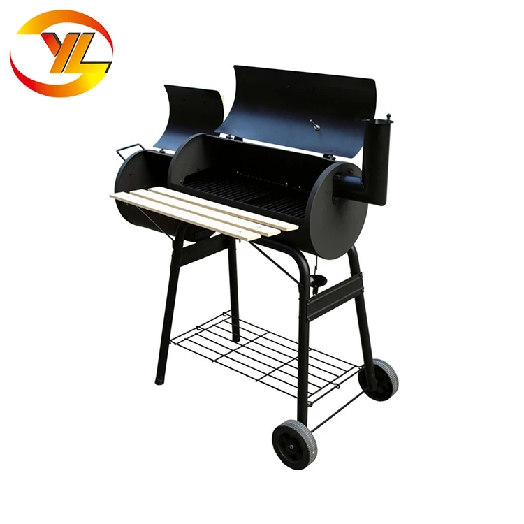 Решетчатый гриль для барбекю на колесиках в форме барабана