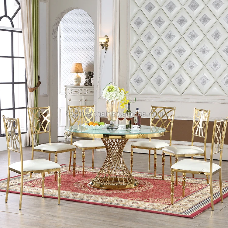 
Home furniture rose gold round dining room table 