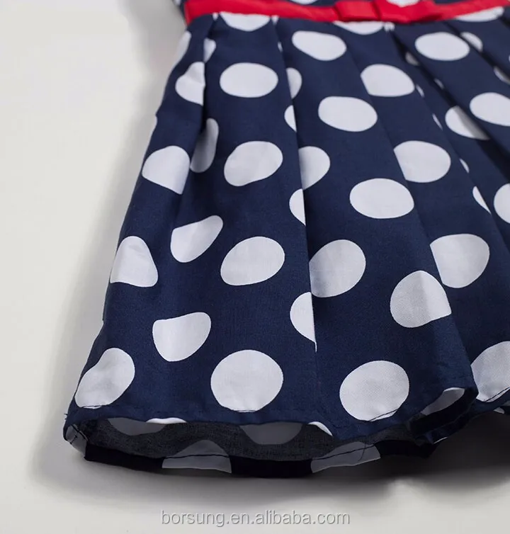 Sweet Girl Blue Dress With White Polka Dots A Line Dress Princess Frock Design Dress