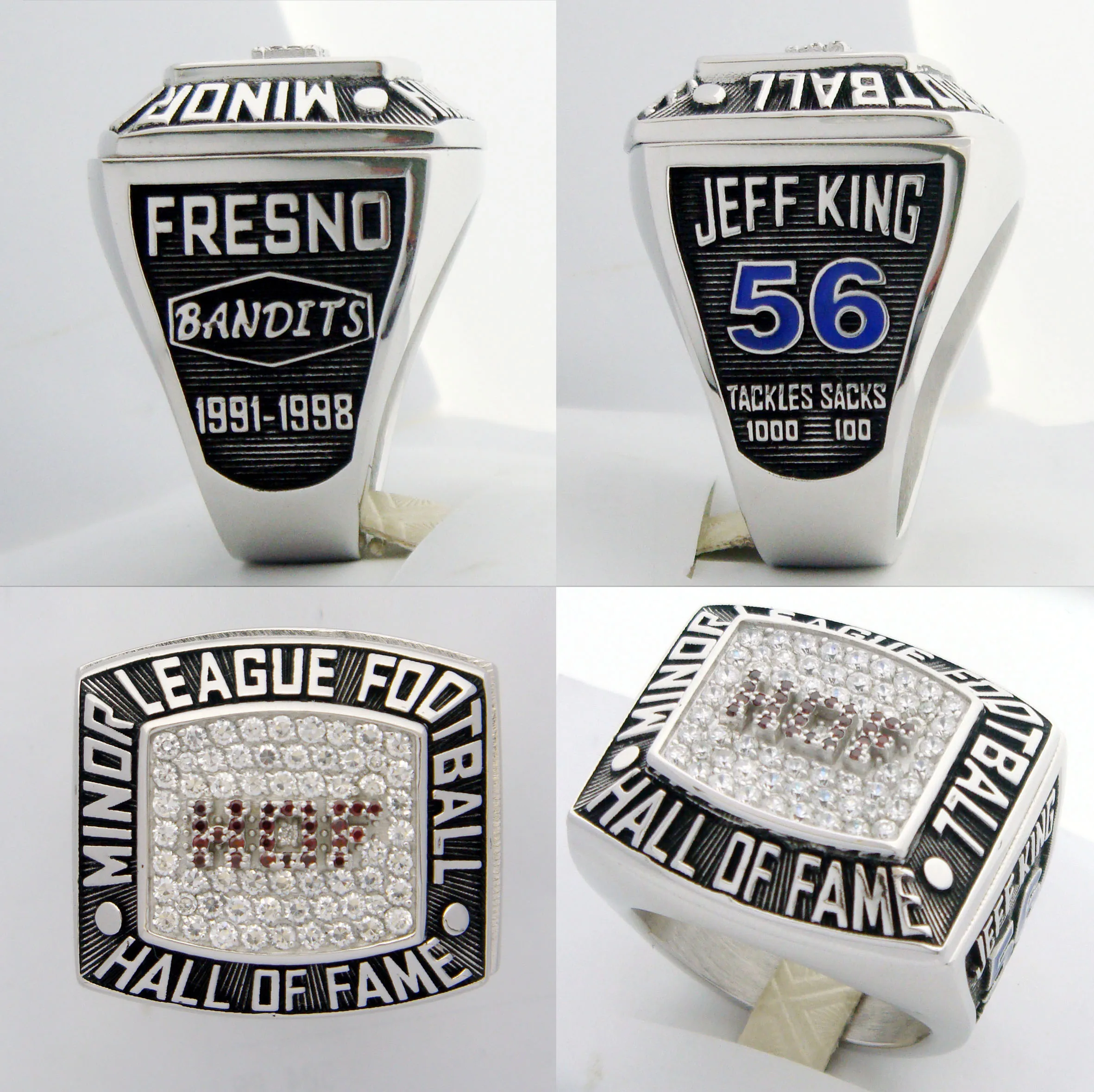 stone custom cut football hall of fame championship ring for sports player