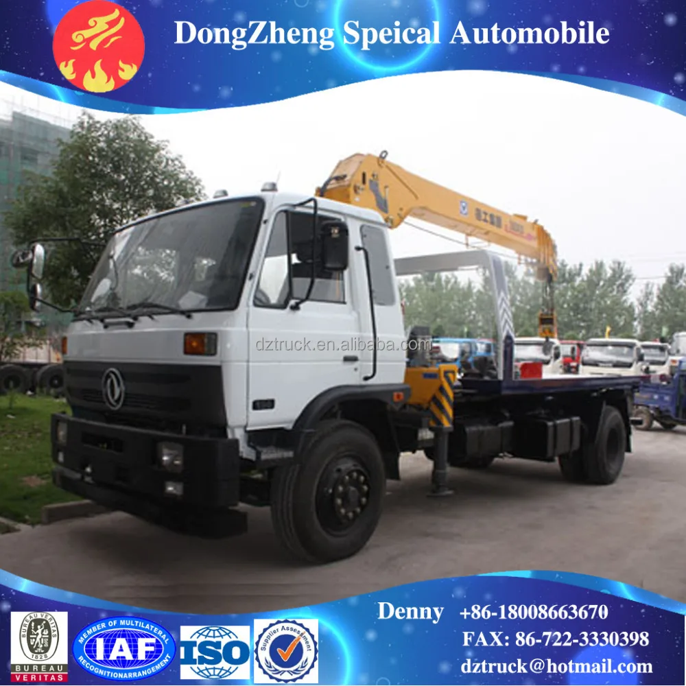 Dongfeng 8ton flat bed tow truck, tow truck with crane