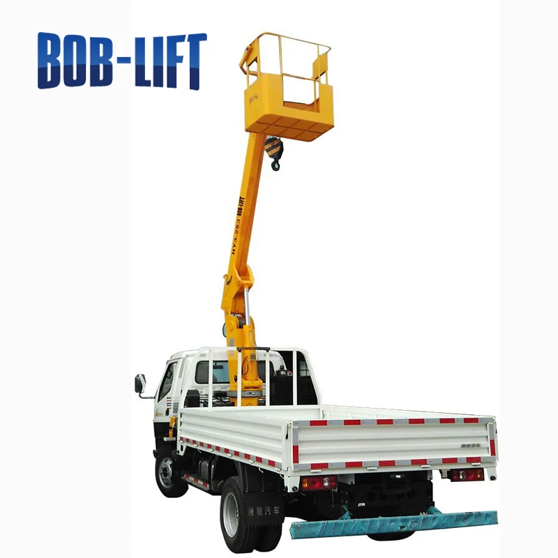 bob lift 5 Ton telescopic boom truck mounted man basket crane