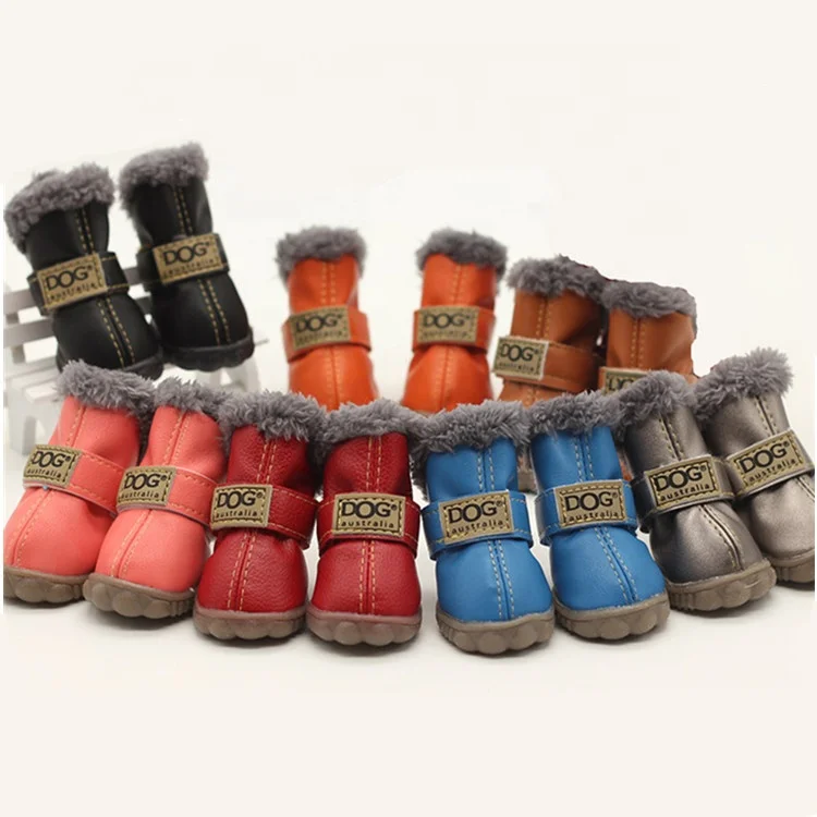 PU Leather Nonslip Pet Booties Winter Snow Dog Shoes Wholesale for Teacup Chihuahua Yorkie