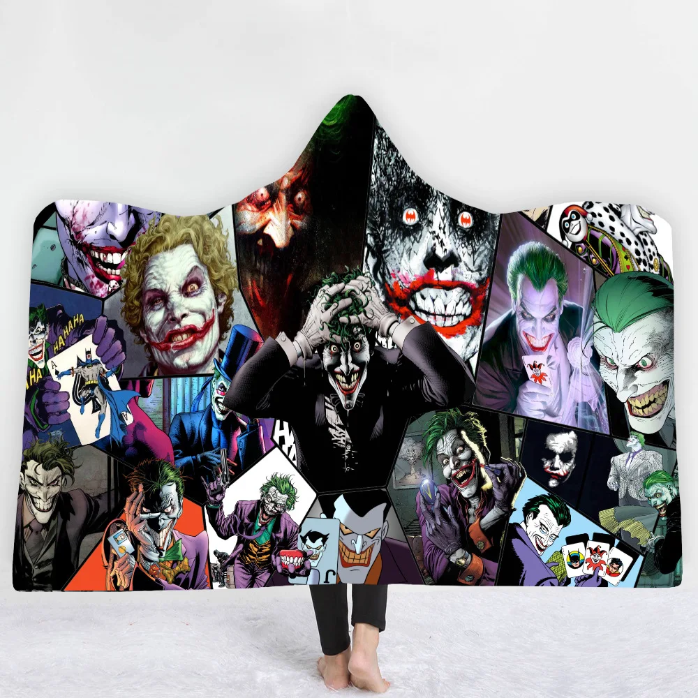 factory hot winter print adult kids print hooded blanket thick warm horror characters custom sherpa blanket