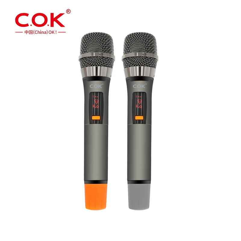 Популярный двухканальный Ручной uhf 200 fm беспроводной микрофон micro san fil Professional караоке-система со светодиодным экраном