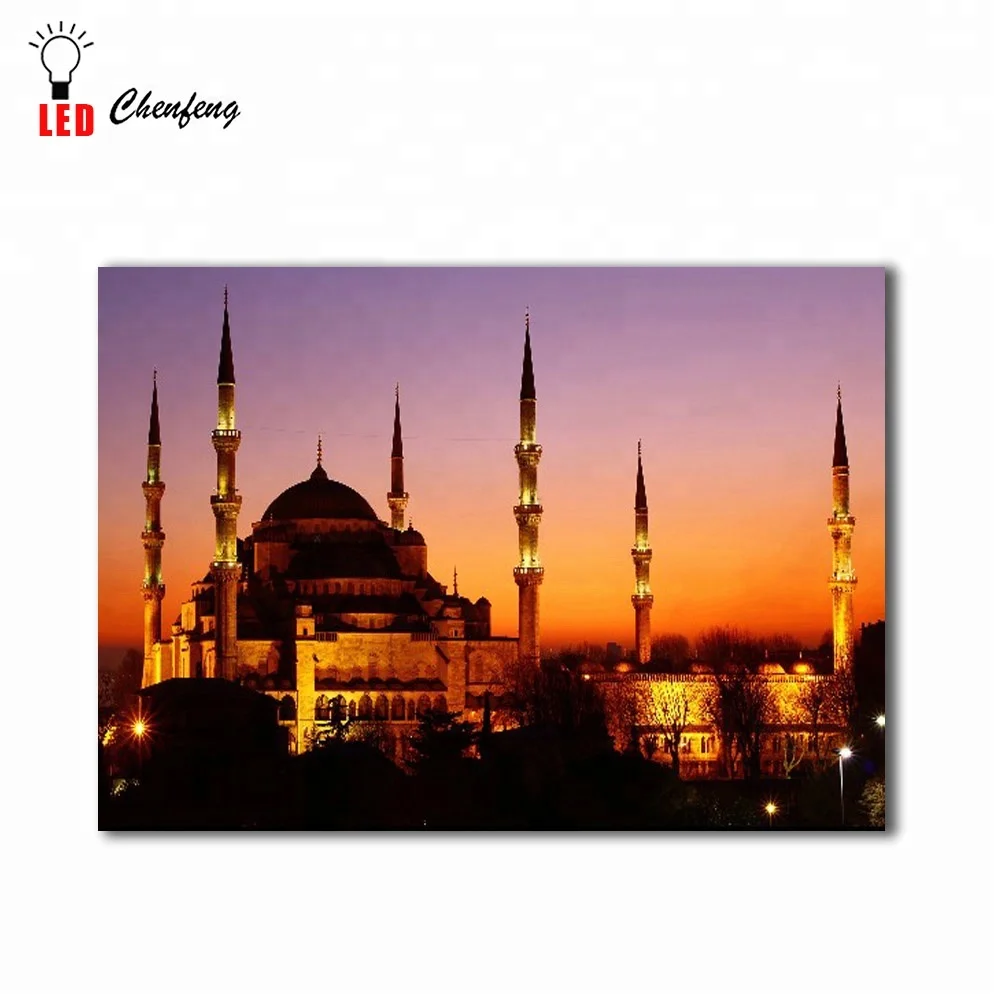 Led islamic canvas art wall decor Sultan Ahmed Mosque Istanbu Architecture wall picture light up Canvas art painting decorative