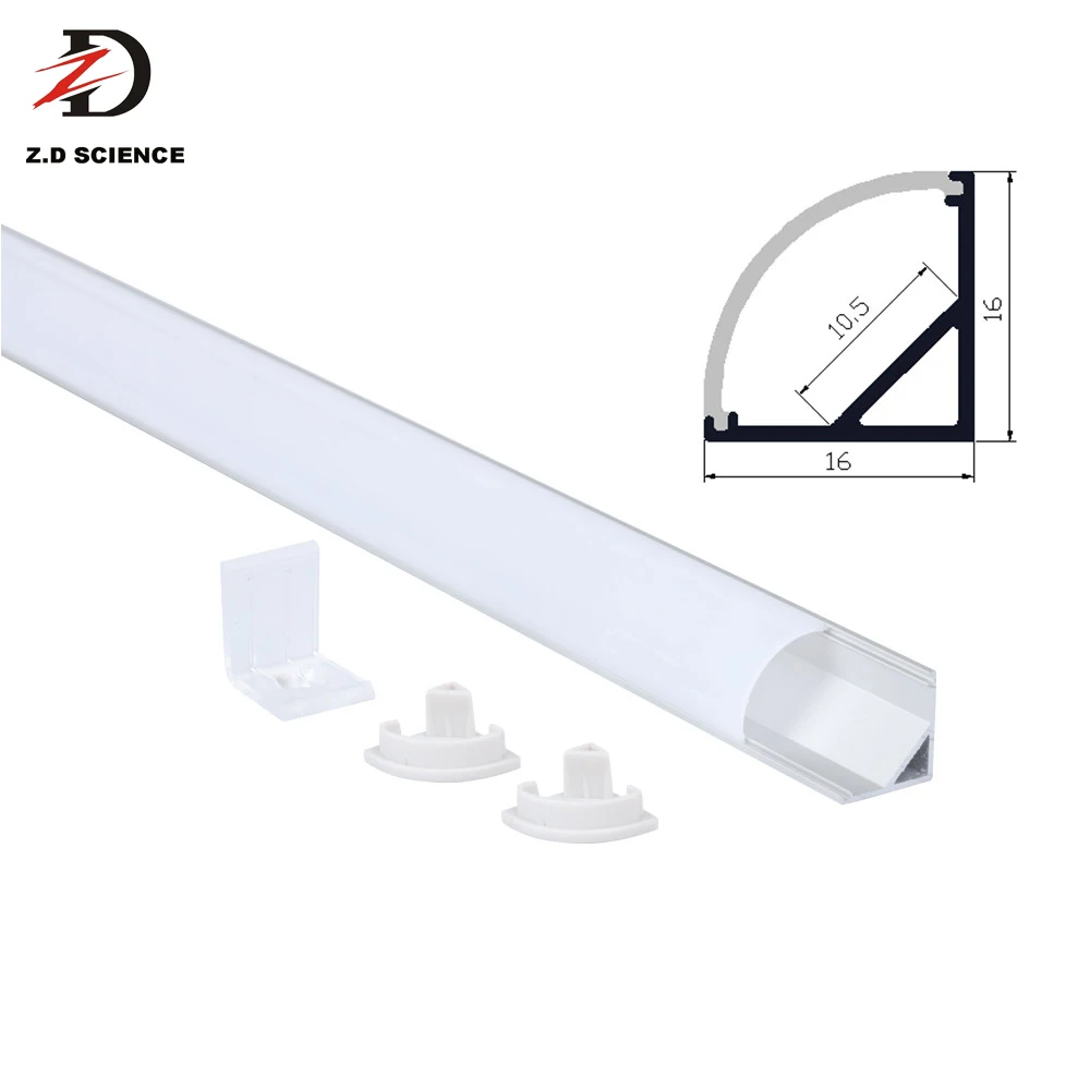 
ZD-LL006 LED Strip Triangle Aluminum Extrusion Profile With Curved PC Diffuser Silver / White / Black Body Finished 
