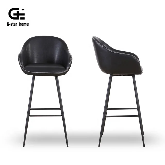 ANJI Gstar домашняя мебель середины века черные металлические ножки черная кожа промышленные барные стулья стул современная коммерческая мебель