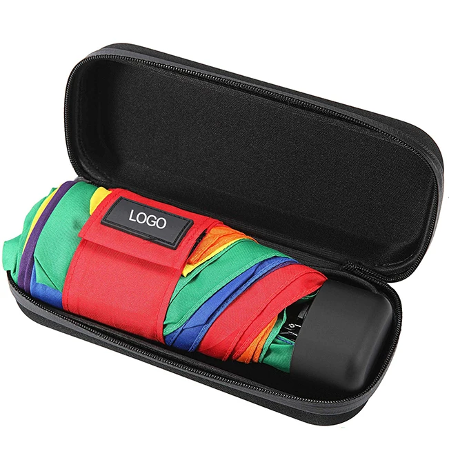 wholesale custom waterproof rainbow 5 fold foldable micro mini umbrella with logo print