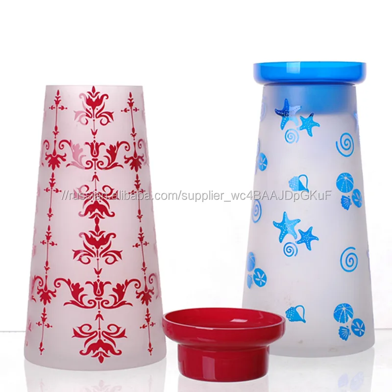 Индивидуальные пескоструйное синий цвет стеклянной вазе один